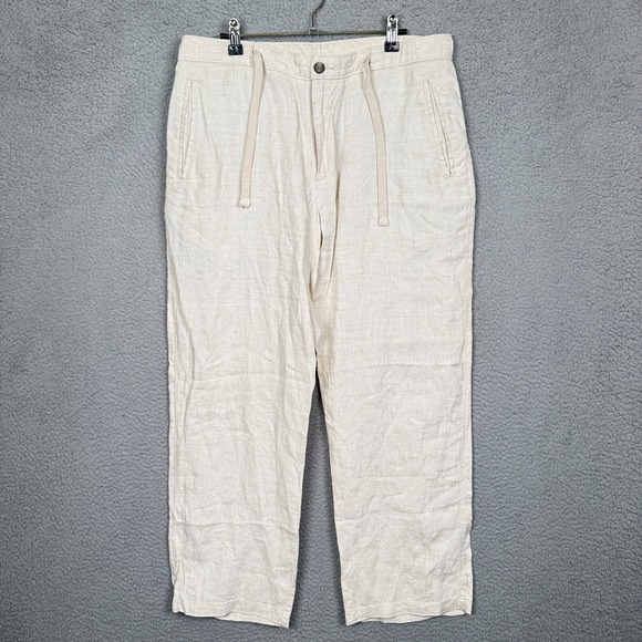 Tasso Elba Island Pants Mens 32x30 Beige 100% Linen Beach Resort Vacation Preppy - Picture 1 of 11